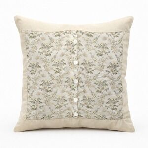Bella Notte Linens Decorative Accent Pillow Floral Brocade Pearl Button 31x30